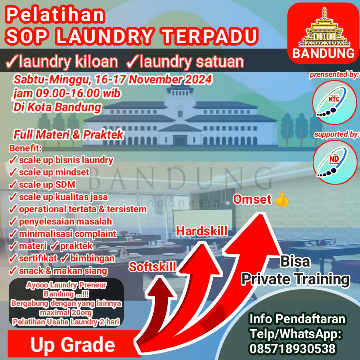 NectoDeterjen's tweet photo. Jadwal Reguler *Pelatihan SOP Laundry Terpadu
Di *Bandung* 16 &amp; 17 November 2024 

 hubungi WhatsApp kami sekarang https://t.co/YiFv84zopv

#pelatihanlaundry #soplaundryterpadu #pelatihansoplaundryterpadu https://t.co/rIgaUPmPTV
