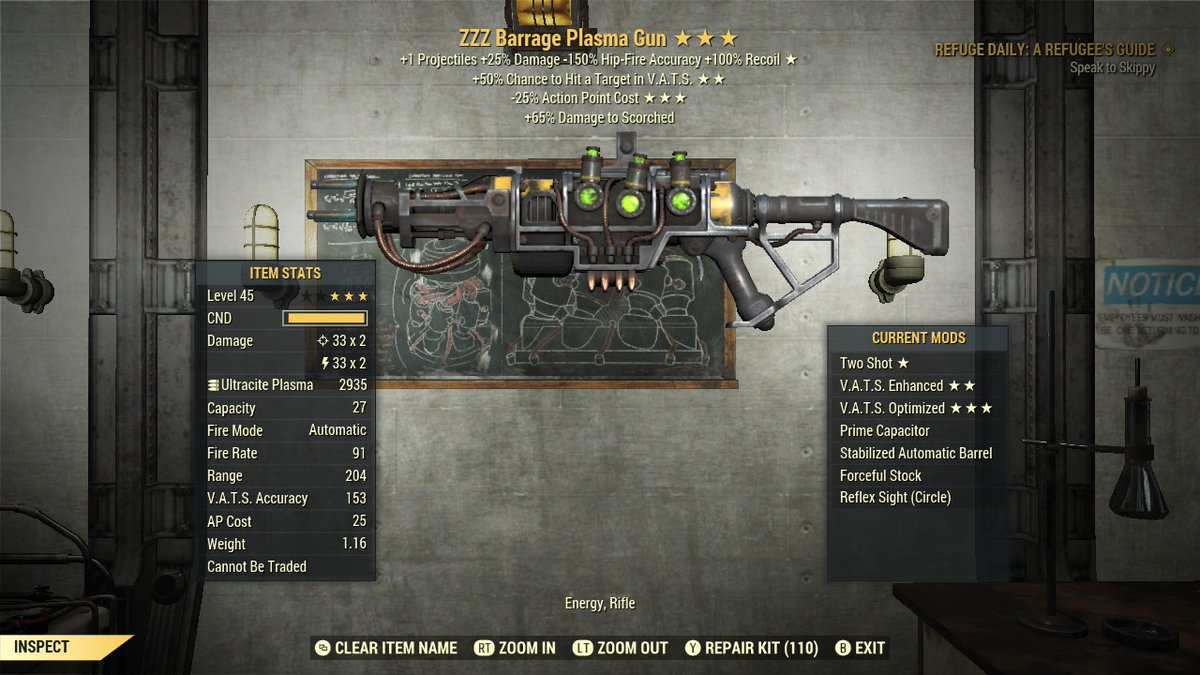 GrumpyDragonPro's tweet image. My current weapons loadout for my Bloodied Energy Commando Build.  #Fallout76