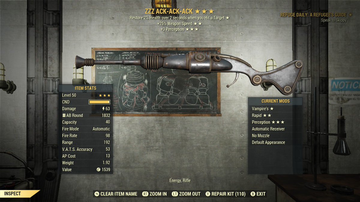 GrumpyDragonPro's tweet image. My current weapons loadout for my Bloodied Energy Commando Build.  #Fallout76