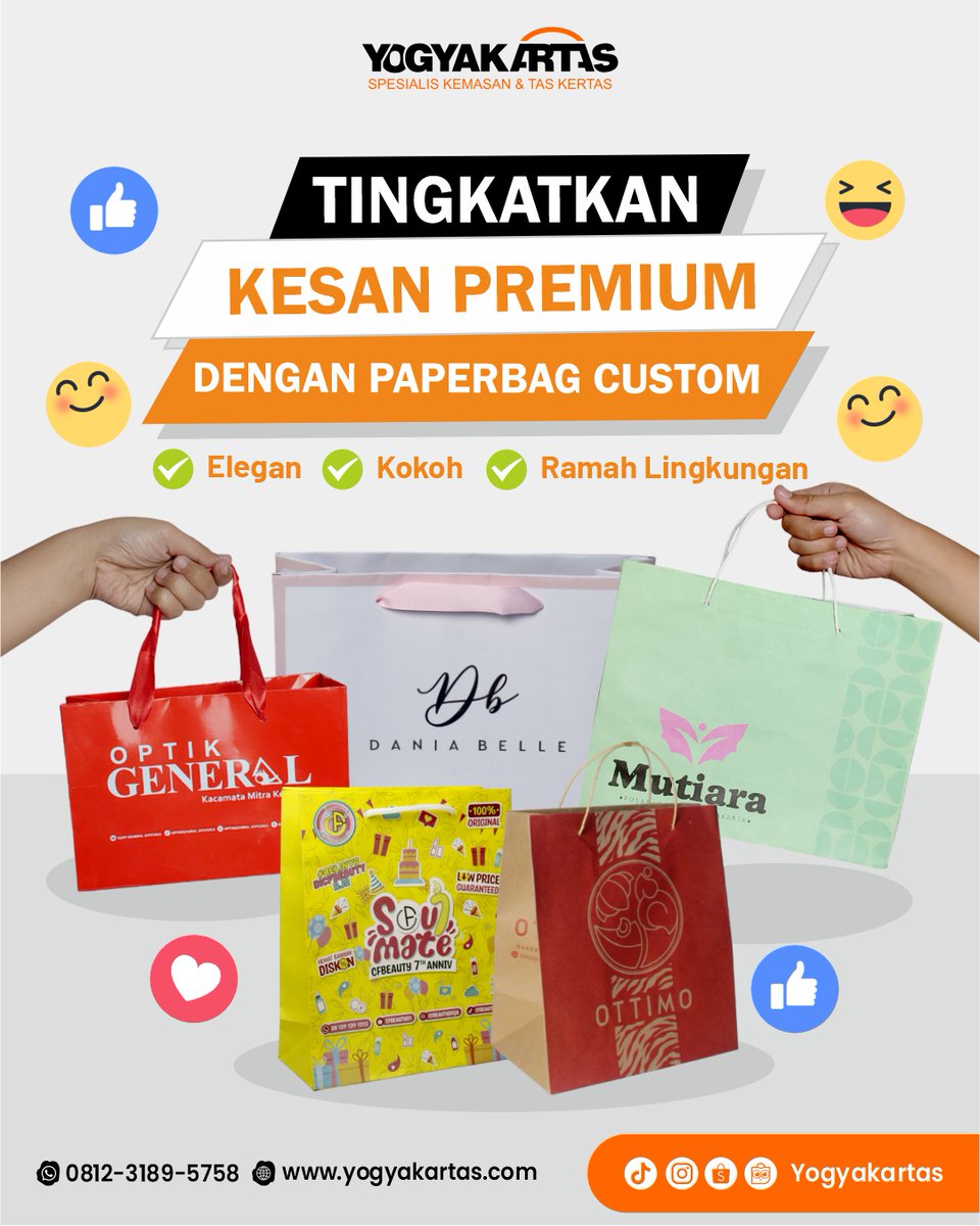 Mau menghadirkan produk dengan nuansa berbeda?? Lebih premium dan juga lebih ciamik? “Paperbag Custom” solusinya!!!

Tak hanya kasih kesan premium aja loh kalau pakai “Paperbag Custom” tetapi juga bikin produk kamu makin elegan, kokoh, dan juga ramah lingkungan.