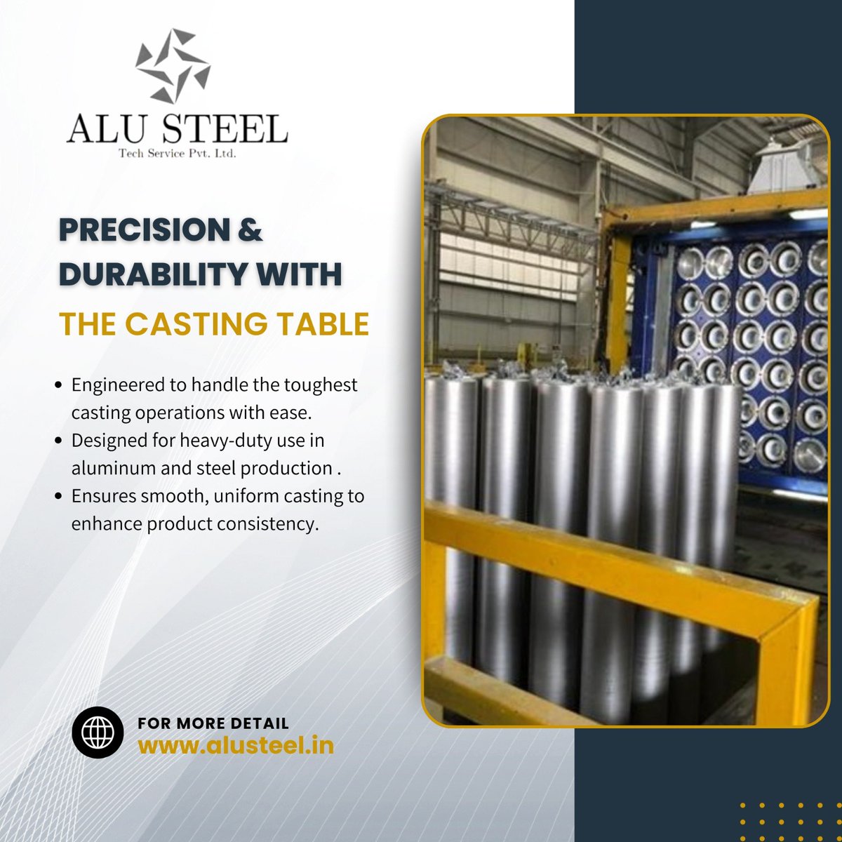TechAlusteel's tweet image. Precision and strength come together on The Casting Table, Engineered for high-performance casting operations, this robust table ensures flawless results every time. 

Visit For More: alusteel.in
#CastingTable #PrecisionCasting #IndustrialMachinery #FoundrySolutions