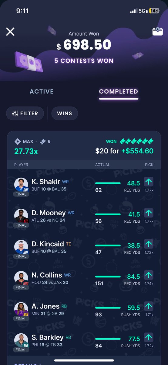 OnTheMarkBets's tweet photo. Up nearly 700 dollars in just 4 days by using @Furnacepicks website tools and data. Thanks for the deposit match goat 🐐 https://t.co/ACnGrjMDVQ