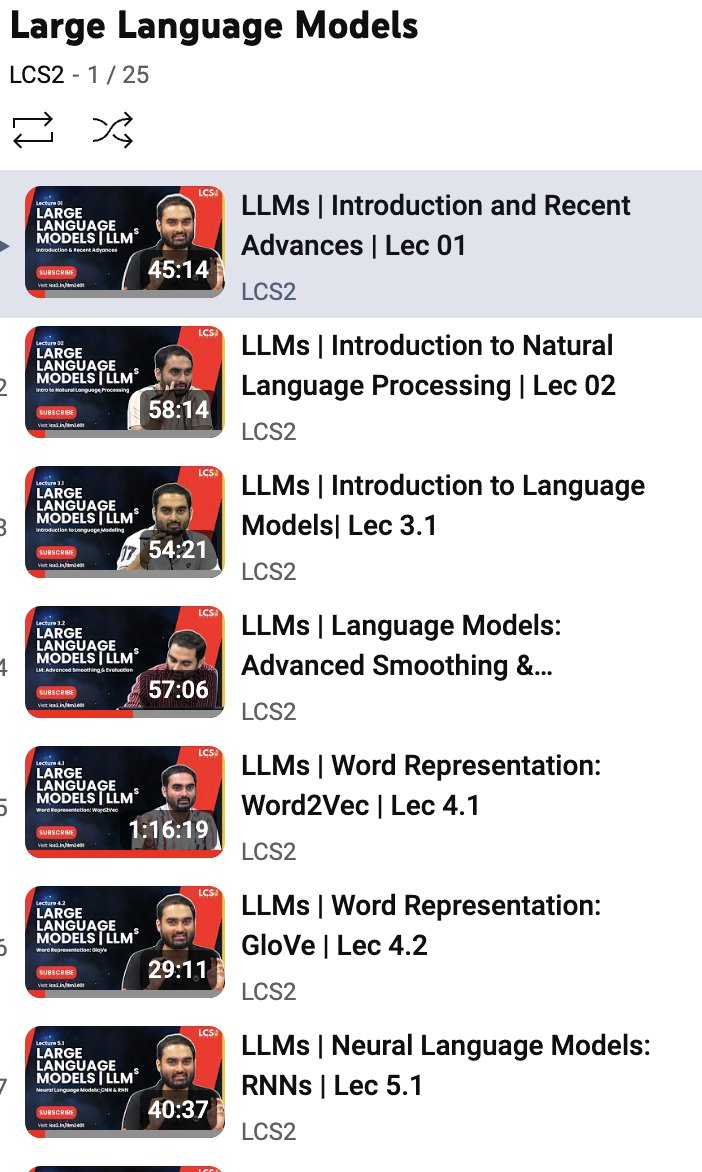 Tanmoy Chakraborty (@tanmoy_chak) on Twitter photo ๐ Introducing an open-access course on #LLMs: Intro & Recent Advances! ๐
- Covered both traditional and recent research in LLMs
- A collaborative effort between industry and academia
- W๐๐๐ฌ๐ข๐ญ๐: lnkd.in/g_GEywQF
- ๐๐๐๐ญ๐ฎ๐ซ๐ ๐ฏ๐ข๐๐๐จ๐ฌ: lnkd.in/gGtmp8vP ๐ Introducing an open-access course on #LLMs: Intro & Recent Advances! ๐
- Covered both traditional and recent research in LLMs
- A collaborative effort between industry and academia
- W๐๐๐ฌ๐ข๐ญ๐: lnkd.in/g_GEywQF
- ๐๐๐๐ญ๐ฎ๐ซ๐ ๐ฏ๐ข๐๐๐จ๐ฌ: lnkd.in/gGtmp8vP