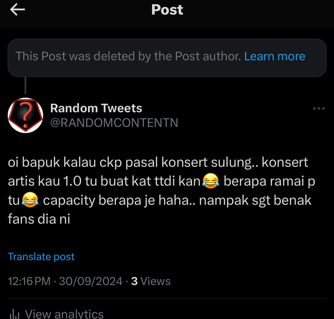 RANDOMCONTENTN's tweet photo. tahu pulak bapok tu delete twit sebab konsert sulung sendiri pon xtau yg mana satu haha😂😂 mmg benak ye fans2 dia ni.  plenary hall >> ttdi😂 https://t.co/YW0MozWKjT