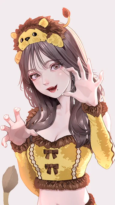 ■Work Report I painted a version of 's lion costume! ■お仕事報告 香鳴乃めるさん()のライオン衣装バージョンを担当させて頂きました! #Commissions #有償依頼 #illustrations