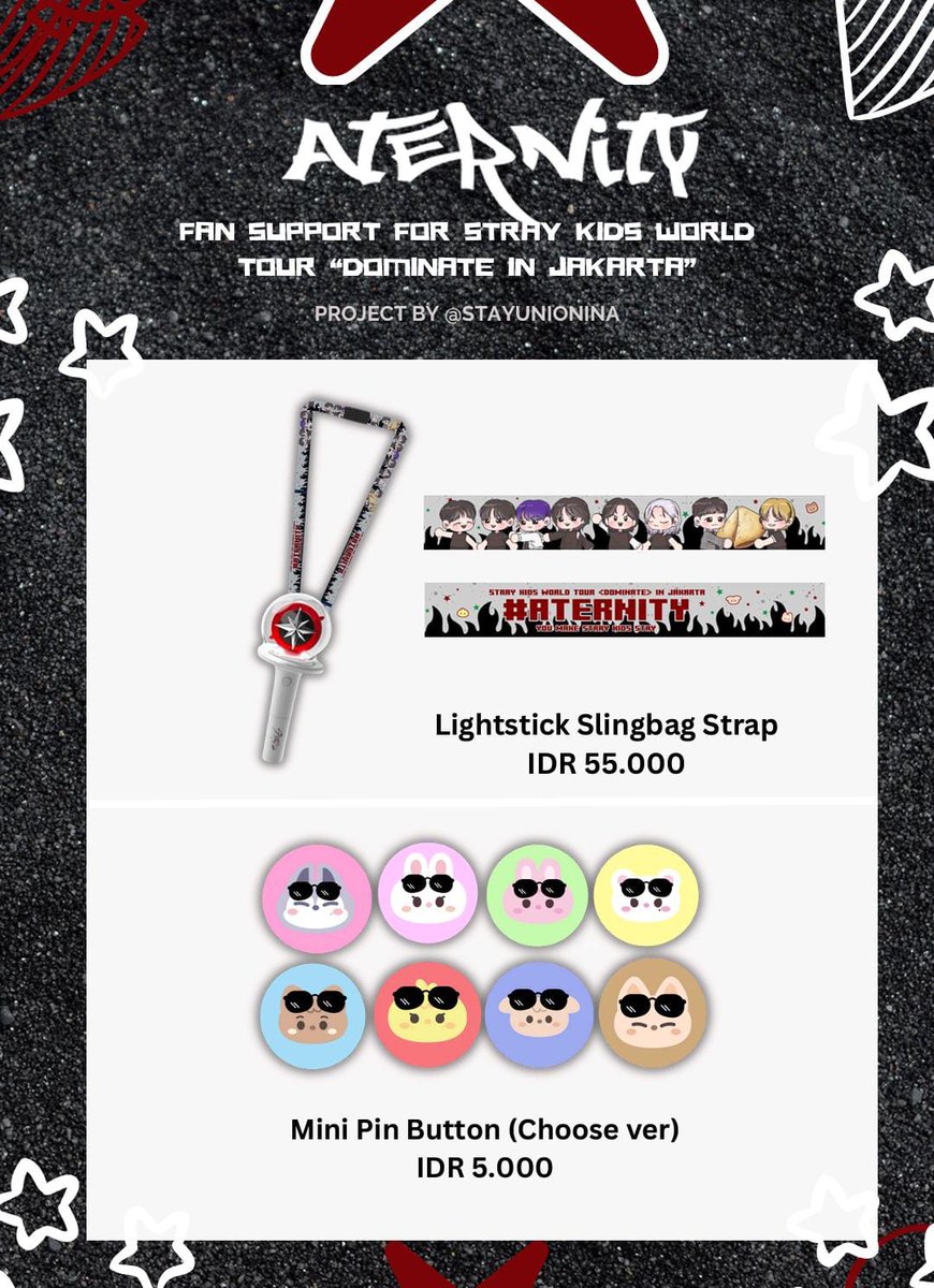STAYUnionINA PRESENT

Fan Project: #ATErnity for Stray Kids World Tour <dominATE> in Jakarta!

[PRE-ORDER] FANKIT

🕖: Pre-order available until November 30th, 2024

Link PO
📎 s.id/POfankitATErni…

Vamos, I know that you want it!

#dominATE_JAKARTA #StrayKids