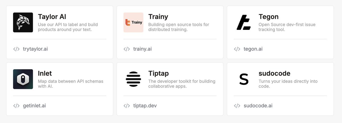 NewDevTools's tweet image. Today&apos;s 6 new dev tools to check out:

1. @TryTaylor_AI - Use our API to label and build products around your text.

2.@TrainyAI - Builds open source tools for distributed training.

3. @tegonhq - Open Source dev-first issue tracking tool.

4. @inlet_ai - Map data between API…
