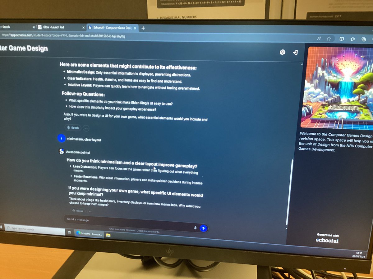 FHSComputing's tweet image. Miss Mutter’s level 6 Gamers starter task is a space she made on @GetSchoolAIon Game Design Elements to support our work around writing these for our own games. Feedback from pupils - “Can this be open always as it’s really useful?”

#weareCreative #weareFHS #FHSDigiLearn
