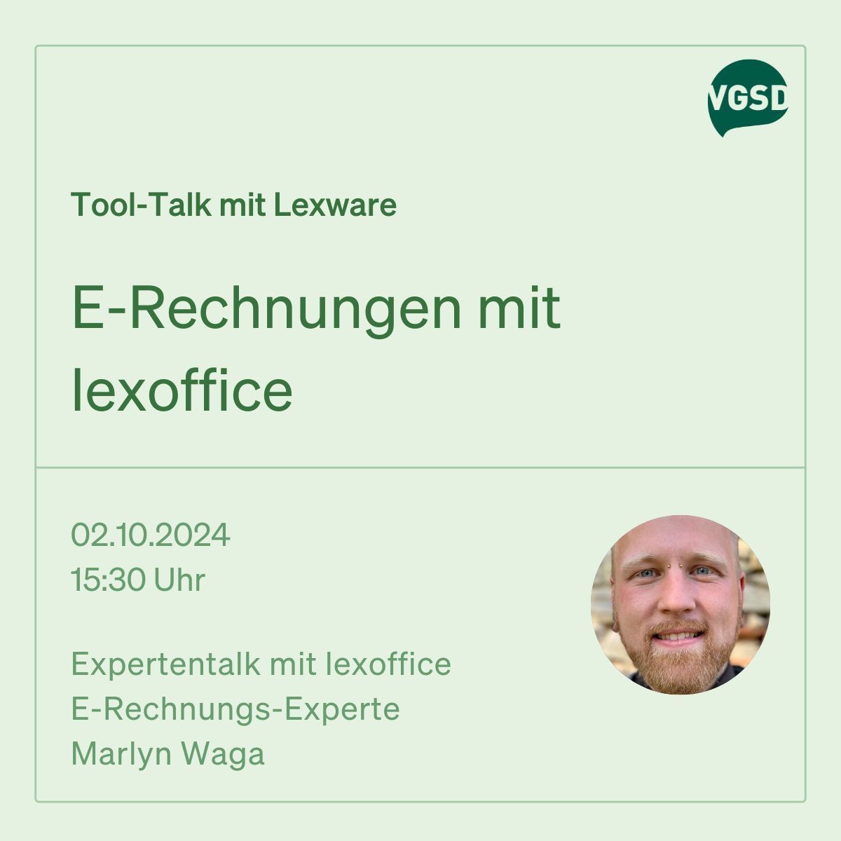 VGSDeV's tweet image. Tool-Talk mit Lexware: E-Rechnungen mit lexoffice. Talk mit Marlyn Waga am 02.10 um 15:30 Uhr.

Interesse geweckt? Unter folgendem Link kannst du dich noch kostenlos anmelden:  buff.ly/3TIGidM!

#E-Rechnung #lexoffice #VGSD #selbstständig