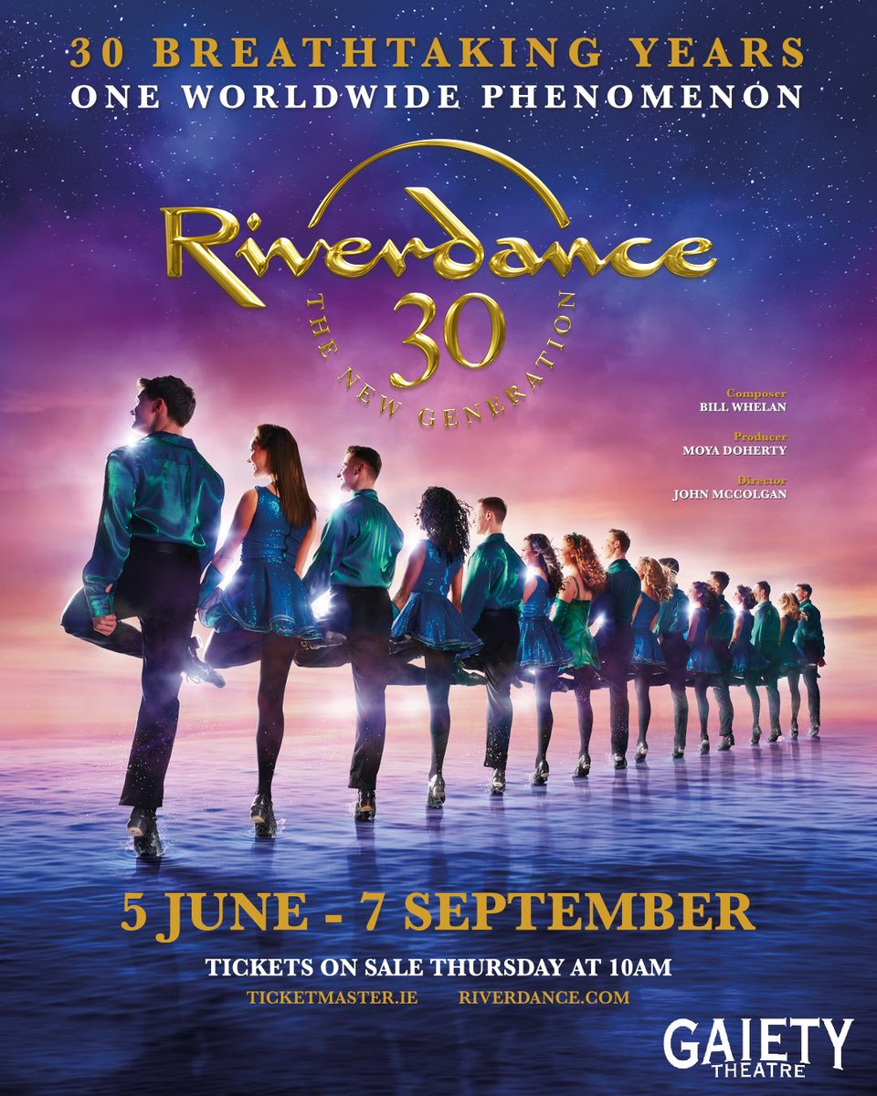 Riverdance (@riverdance) on Twitter photo ✨EXCITING ANNOUNCEMENT✨
Riverdance returns to the beautiful <a href="/gaiety_theatre/">The Gaiety Theatre</a>, Dublin in 2025.
Tickets on sale:
Thursday 3rd of October at 10AM
🗓️Dates: 5 June - 7 September, 2025.
🎟️ Tickets & showtimes visit:
Riverdance.com
or
Ticketmaster.ie ✨EXCITING ANNOUNCEMENT✨
Riverdance returns to the beautiful <a href="/gaiety_theatre/">The Gaiety Theatre</a>, Dublin in 2025.
Tickets on sale:
Thursday 3rd of October at 10AM
🗓️Dates: 5 June - 7 September, 2025.
🎟️ Tickets & showtimes visit:
Riverdance.com
or
Ticketmaster.ie