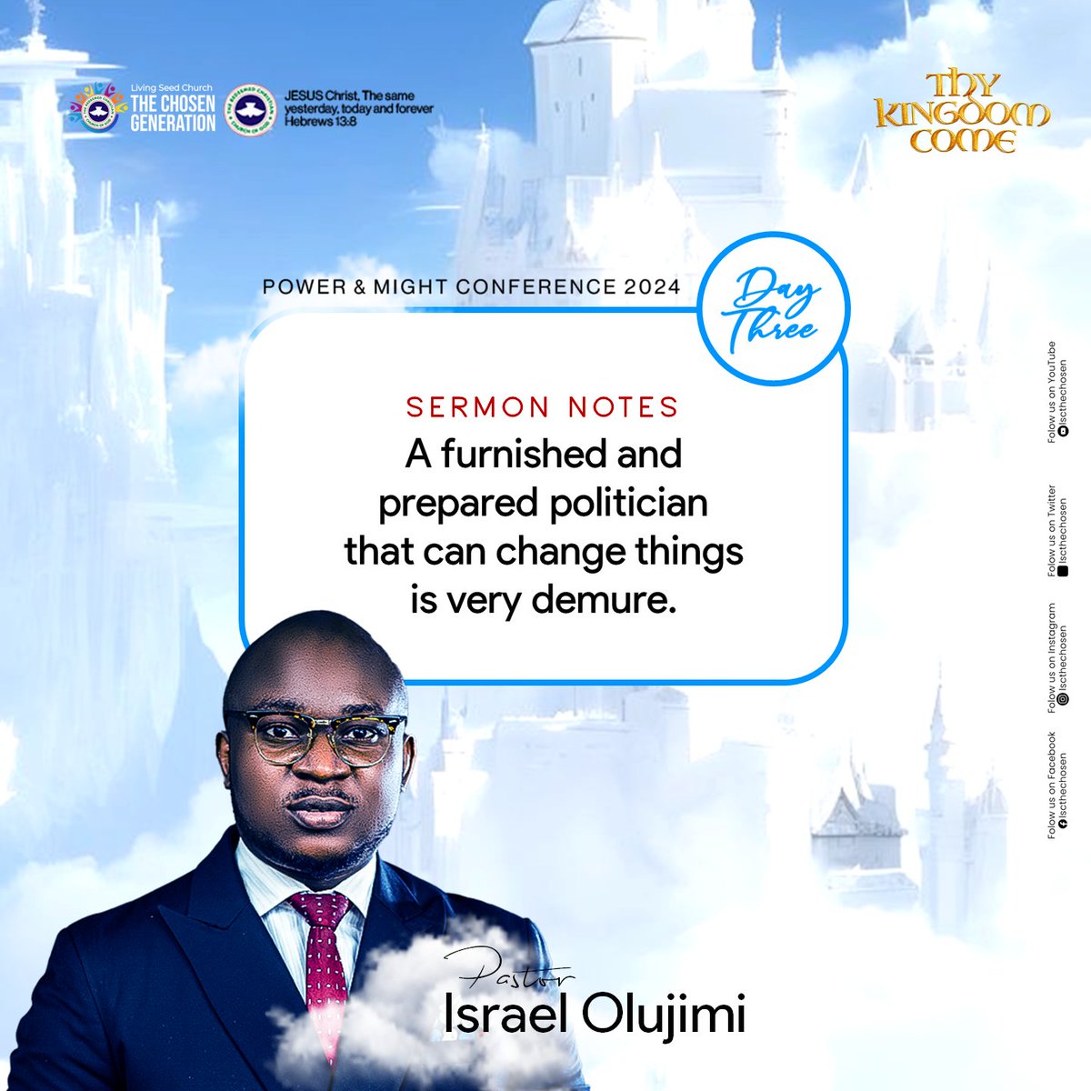 lscthechosen's tweet image. The Kingdom of God is a byproduct of power, you must surrender to it.

-Pastor Israel Olujimi.
Power and Might Conference, Day 3.

#PAMConference2024 #ThyKingdomCome #lscthechosen
#rccglscthechosengeneration #thechosengeneration #rccg #PAM2024 #PMC #PAM