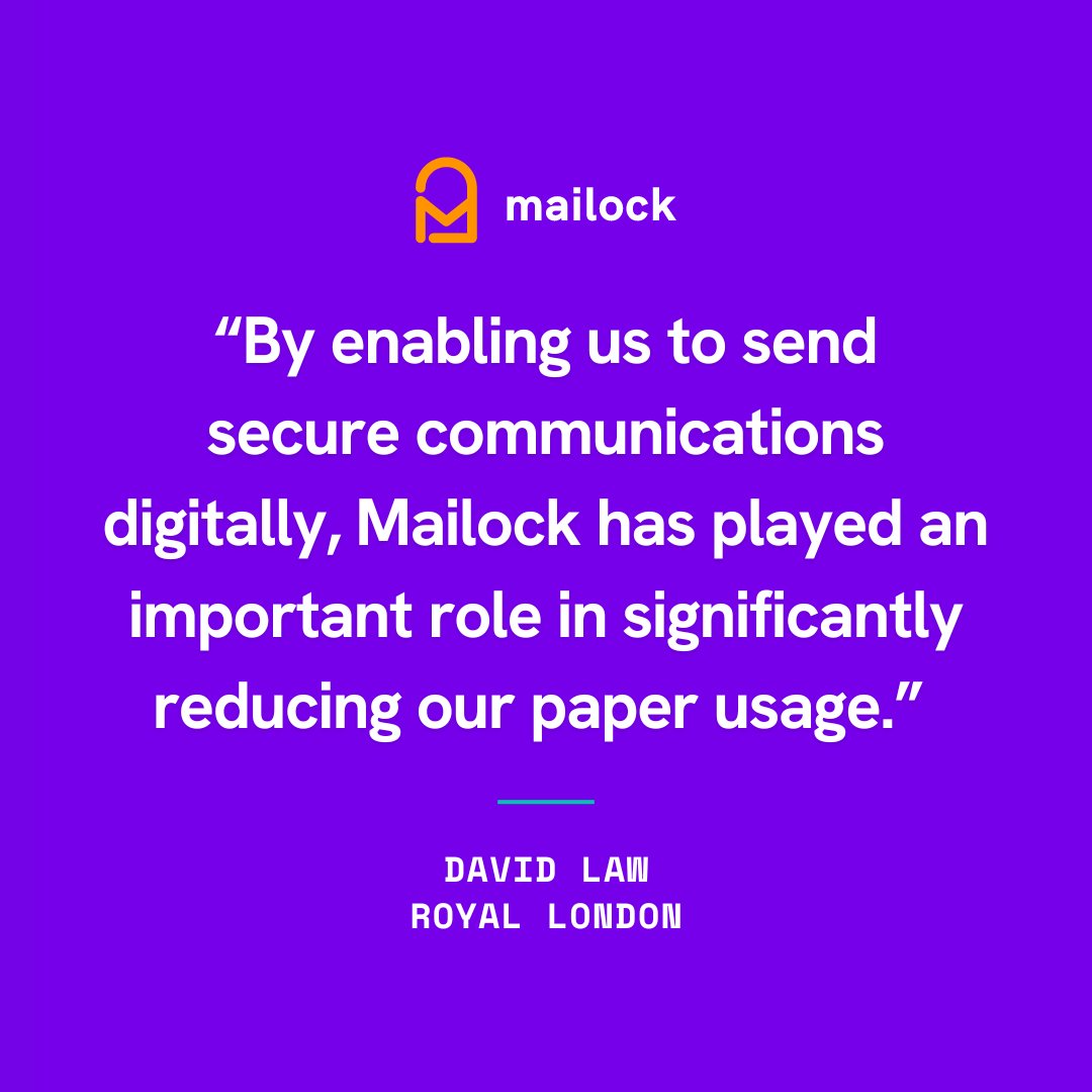 BeyondEncrypt's tweet image. We&apos;re thrilled to share that with the help of Mailock secure email, Royal London has eliminated over one million print, pack, and post items, shifting towards secure digital communications.