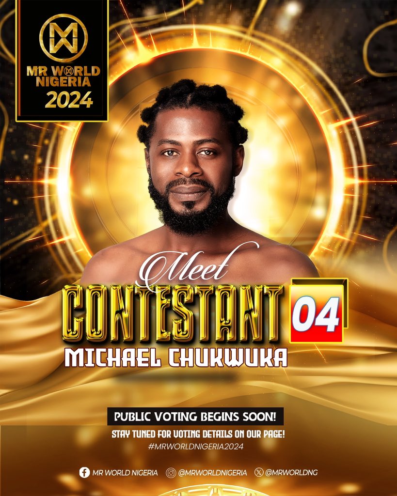 mrworldng's tweet photo. Meet Meet Chukwuka Aroh (@donmichaelsilverboi ) Contestant No. 4 for Mr. World Nigeria 2024! π³π¬π₯
Only 10 will make it to the finals, and YOU get to decide! Voting opens soon. Stay tuned and vote for your favorite! π
#MrWorldNigeria #MrWorldNigeria2024 #Contestant1 #Final10 https://t.co/ywTb7Nt7T0