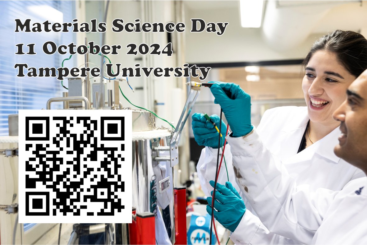 Welcome to the Materials  Science Day on 11 October 2024. The seminar presents the status and  future of materials research and education at @TampereUni.
The event is free of charge, but registration is required.
events.tuni.fi/materialsscien…