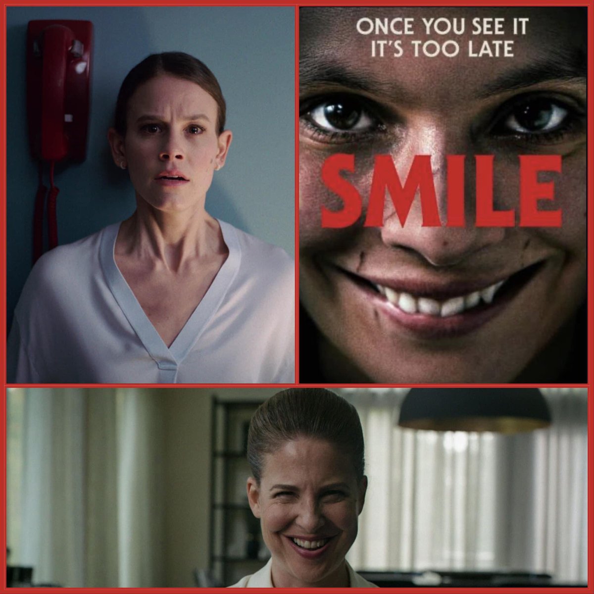 OfficialSQC's tweet image. Pass it on.

Smile was released on this day of 2022 (US).

Directed by Parker Finn.

Starring: Sosie Bacon, Jessie T. Usher, Kyle Gallner, Kal Penn, Rob Morgan.

#smile #smilemovie #sosiebacon