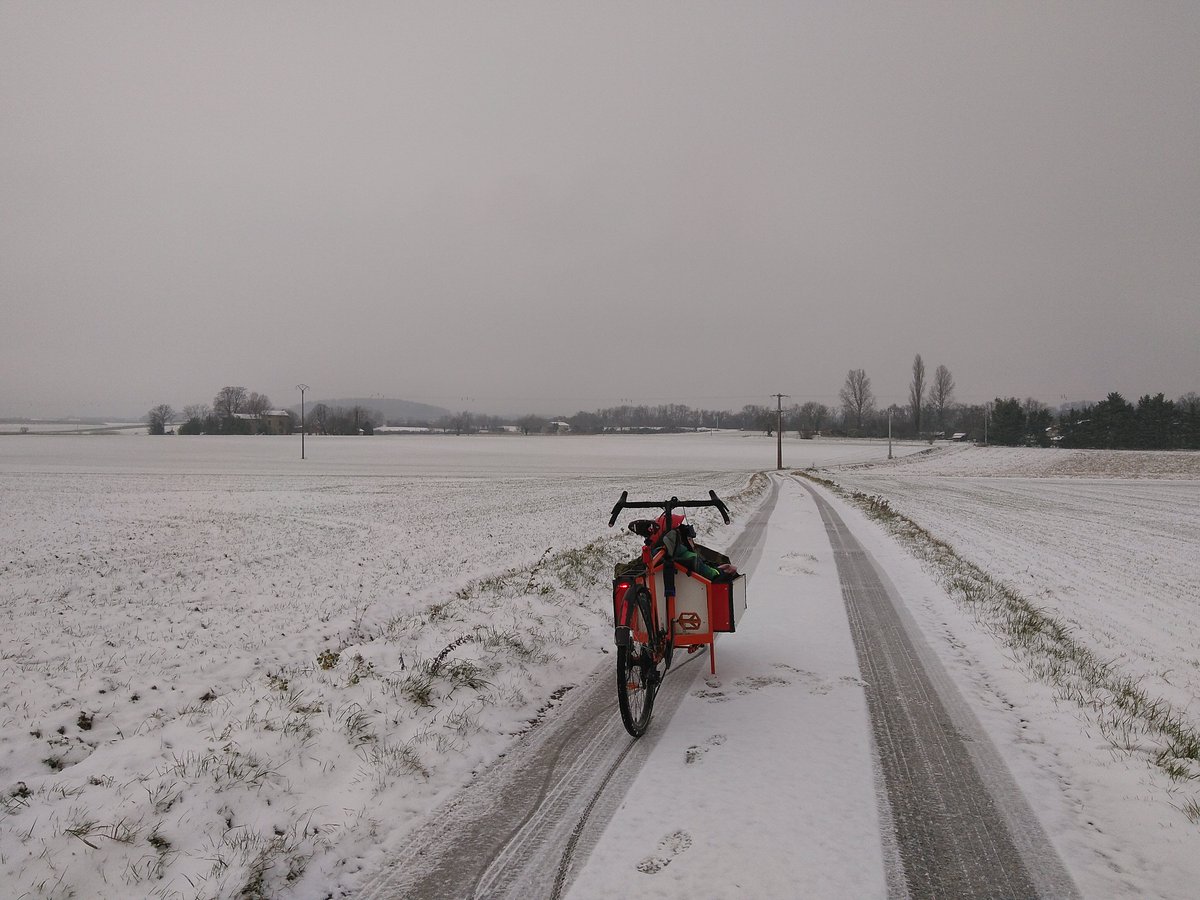 Totally impossible to ride a bike to preschool in the countryside when it snow.

(and funny thing: I was the only one one time, all the drivers had some problems with their car on the snow)