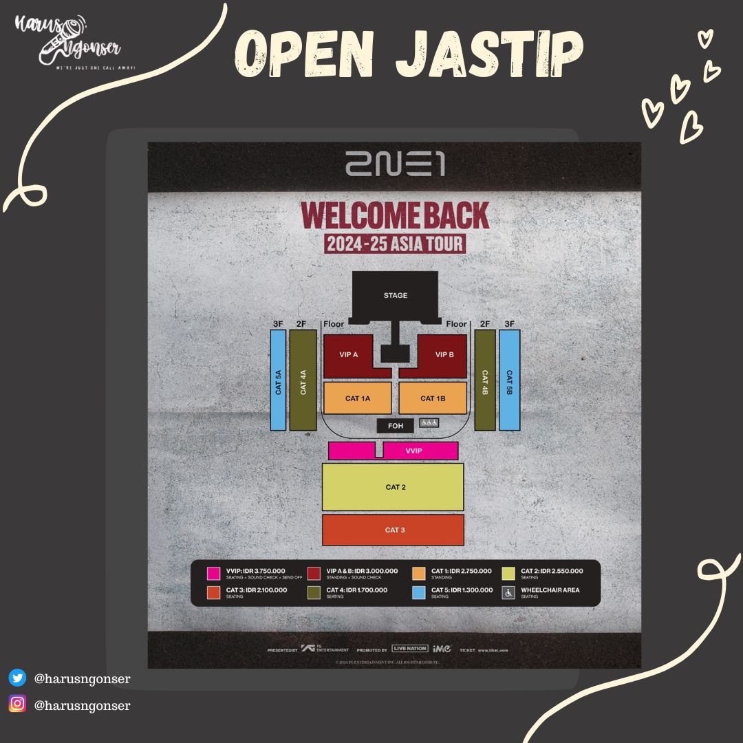 harusngonser's tweet photo. OPEN JASTIP TIKET KONSER 2NE1 - WELCOME BACK ASIA TOUR 2024-2025 in JAKARTA

💰jastip Fee: Rp 200K per ticket all category
🎫 jika tiket sold out: full refund
🔐privacy terjamin
📩 silakan DM untuk book slot

proof/testi cek IG kami ✨
#2ne1injakarta #2NE1WELCOMEBACK #2NE1 https://t.co/5vNoTZ7PjQ