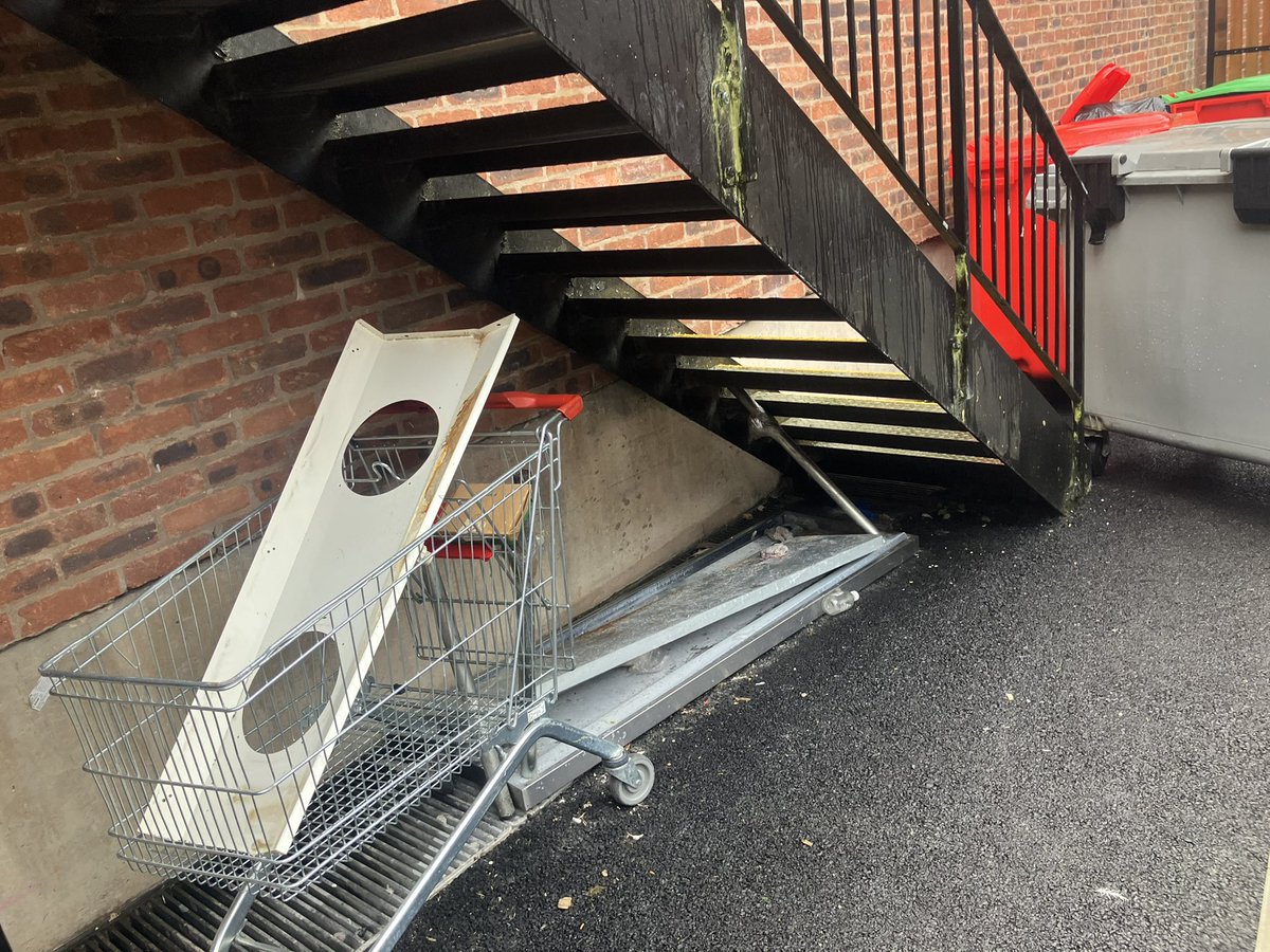 When are you going to get a grip <a href="/Go_CheshireWest/">Cheshire West</a> ? This bin area is a joke. It’s a fire exit. You’re a joke. The council leaders are a joke. A disgusting, lazy, incompetent, arrogant waste of tax payers money. From the head of the council, all representatives, all management.