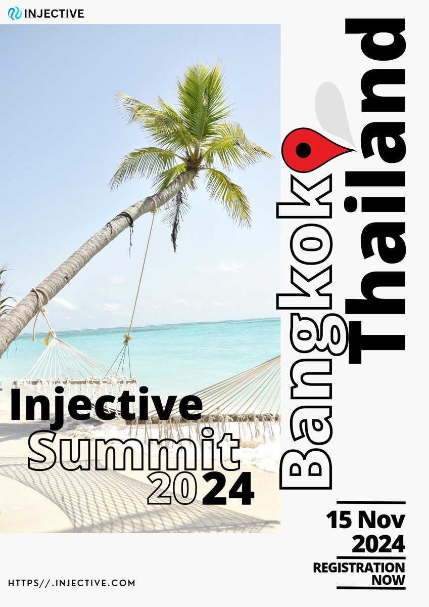 SmartRaja215680's tweet photo. Exciting news for crypto enthusiasts! Join us at the @injective Summit 2024 in Bangkok, Thailand. Connect with industry leaders and innovators shaping the future of DeFi.

Don't miss out—secure your spot now: https://t.co/70xxyoCqAk

#InjectiveSummit #Blockchain #Bangkok2024 https://t.co/JwC16r8dYh