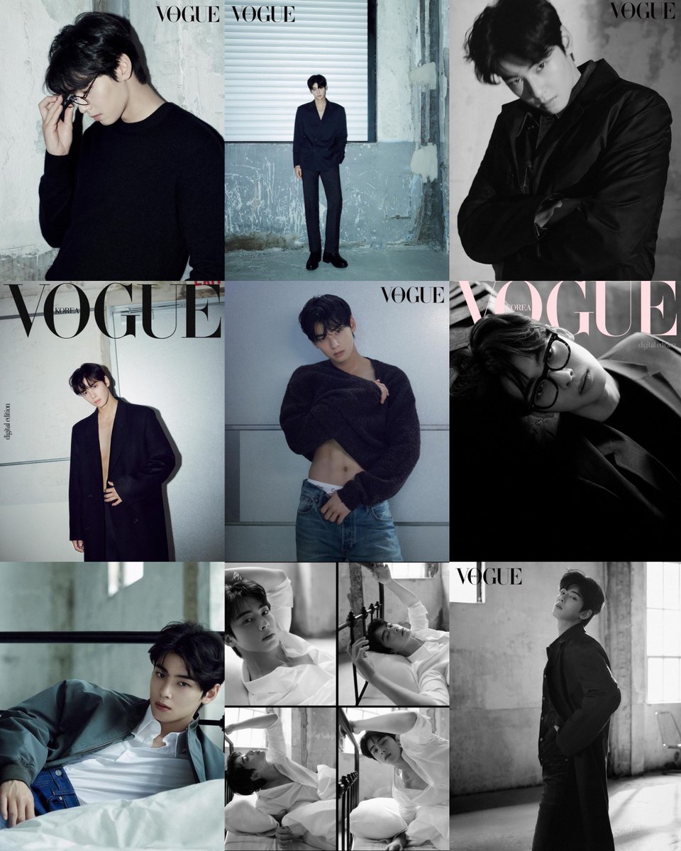 cewgrande's tweet image. cha eunwoo on the cover of vogue korea with calvin klein HE LOOKS SO FINE