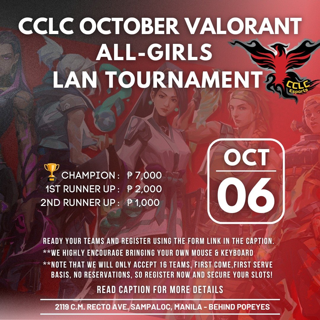HEY VALO PH GIRLS SALI NA KAYO DITO PLEZ ONTI PA DAW MGA TEAMS NA SASALI. MINSAN LANG MAY ALL GIRLS LAN TOURNA DONT MISS THIS CHANCE!!