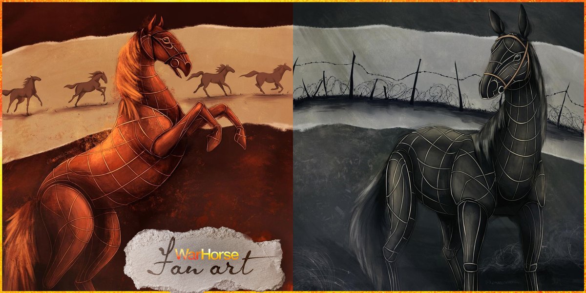 War Horse (@warhorseonstage) on Twitter photo We are blown away by this INCREDIBLE #WarHorseOnStage Fan Art! 🤯🐴
Keep tagging us in your wonderful creations. 🖼️
🎨: <a href="/IneffableSquip/">IneffableSparrow</a> We are blown away by this INCREDIBLE #WarHorseOnStage Fan Art! 🤯🐴
Keep tagging us in your wonderful creations. 🖼️
🎨: <a href="/IneffableSquip/">IneffableSparrow</a>