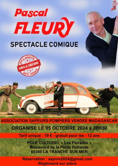 L'association sapeurs-pompiers Vendée Madagascar vous invite à participer à une soirée humoristique au profit des sapeurs-pompiers de Fianarantsoa. Les fonds  financeront la formation de 20 sapeurs-pompiers en secourisme et conduite ainsi que du matériel pour les opérations.