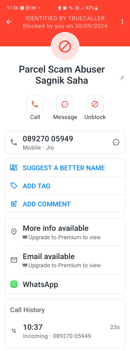 AntiReal123's tweet image. Just got a call from these number regarding 'my parcel returning from Taiwan'.
+918927005949
+919218503775
When I called the guy out he began to abuse me.
How does one register a police complaint?

#scam and #telecalling #harassment alert