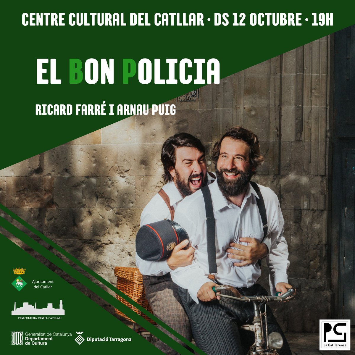 🎭 El 12 d'octubre arriba al Centre Cultural de #elcatllar "El bon policia", de Santiago Rusiñol, de la mà d'<a href="/Nau_Puig/">Arnau Puig</a> i <a href="/RicardFarre/">Ricard Farré</a>, amb producció de <a href="/maldateatre/">El Maldà</a>. Una afilada comèdia, que no deixa indiferent a ningú.

🎟️ Ja pots comprar les entrades 👇
entrapolis.com/entradas/el-bo…