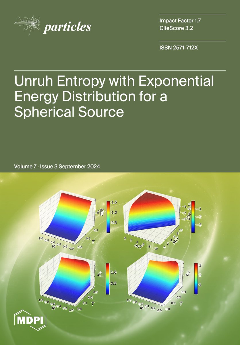 🥳Latest issue released: Volume 7, Issue 3 (23 papers) 

Read all papers: mdpi.com/2571-712X/7/3

Cover: Unruh Entropy with Exponential Energy Distribution for a Spherically Symmetric Source
by M. Teslyk et al. 
mdpi.com/2571-712X/7/3/…

<a href="/MDPIOpenAccess/">MDPI</a> 
<a href="/MdpiPhysci/">MDPI Physical Sciences</a>