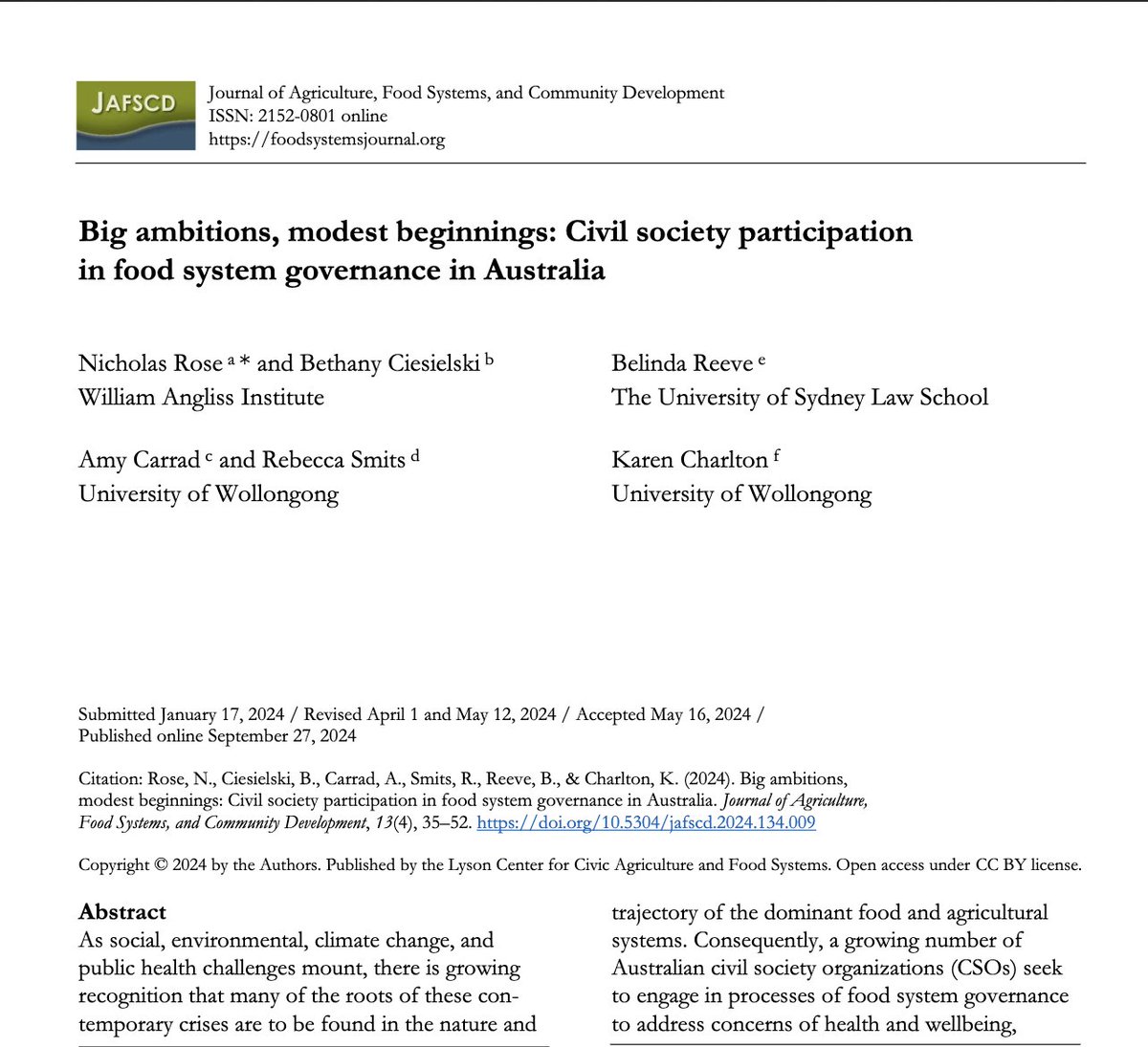 Who exercises power in the food system? How is it governed? 

This paper unpacks the important role of civil society organisations in food systems policy making in Australia: shorturl.at/pnsgn

🙏 to the researchers involved, particularly <a href="/nick_rose96/">🇵🇸🍉🔥💧Nick Rose 💧🔥🍉🇵🇸</a> and Beth Ciesielski.