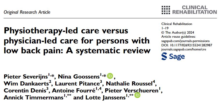 Lotte Janssens (@lottejanssens2) on Twitter photo PT-led care for low back pain results in shorter pain duration, less disability, less healthcare use, costs and reduced sick leave, compared to physician-led care (18 studies incl +/-1 500 000 participants)
👉doi.org/10.1177/026921…
<a href="/REVALResearch/">REVAL Research</a> <a href="/KULeuvenPT/">KU Leuven PhysioTher</a> <a href="/MOVANTresearch/">Movant</a> PT-led care for low back pain results in shorter pain duration, less disability, less healthcare use, costs and reduced sick leave, compared to physician-led care (18 studies incl +/-1 500 000 participants)
👉doi.org/10.1177/026921…
<a href="/REVALResearch/">REVAL Research</a> <a href="/KULeuvenPT/">KU Leuven PhysioTher</a> <a href="/MOVANTresearch/">Movant</a>