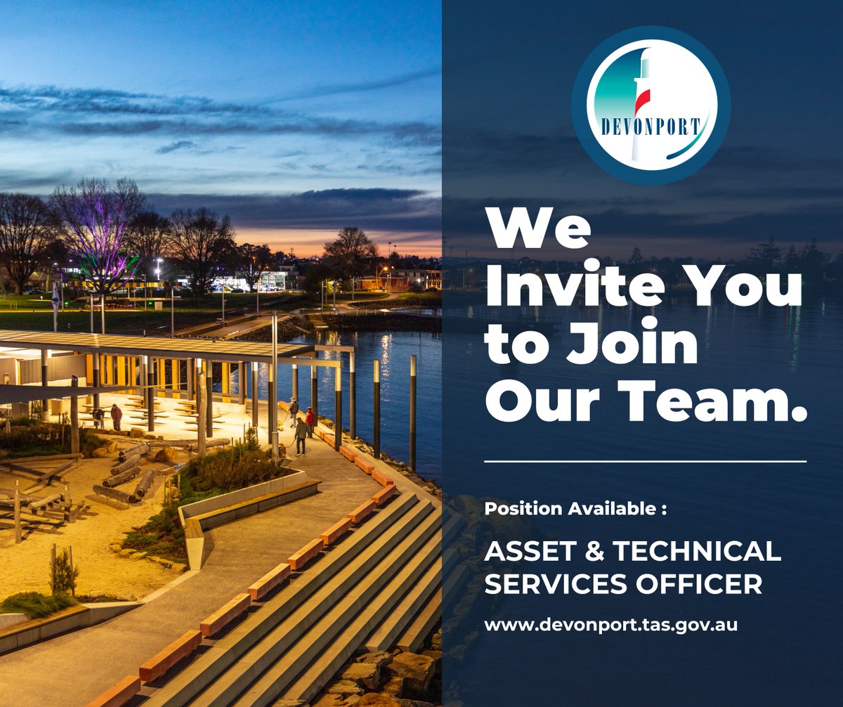 Employment Opportunity: Asset &amp; Technical Services Officer 

Join our Infrastructure and Works Department as a full-time Asset &amp; Technical Services Officer!

For more information, visit: devonport.tas.gov.au/council/get-in…

Applications Close: Sunday, 20 October 2024