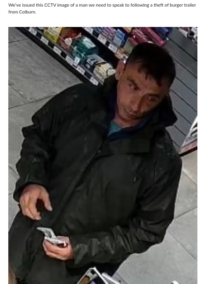 crochetjenny's tweet image. The trailer is cream in colour with ‘Garrison Grill’ written in red with a green background.
#Colborn 
northyorkshire.police.uk/news/north-yor…