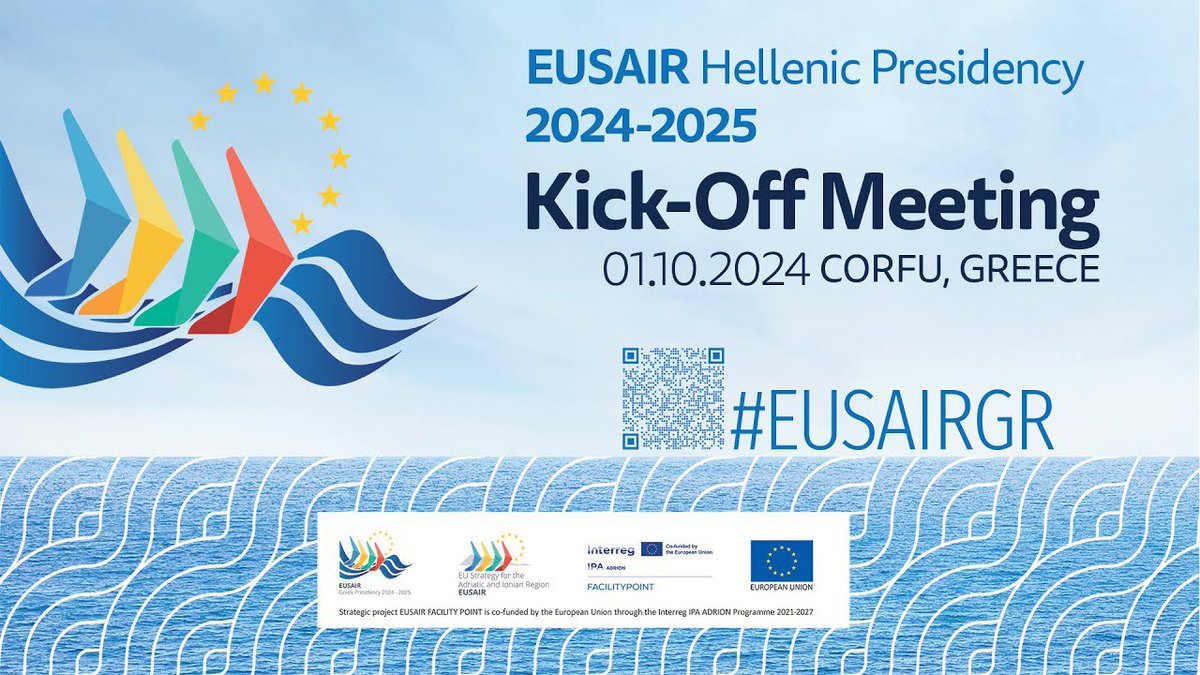 🇬🇷 Couldn't make it to Corfu? No worries! Join us online for the EUSAIR Hellenic Presidency Kick-Off Meeting!

youtube.com/live/bjWXj3lxG… 

#IPADRION