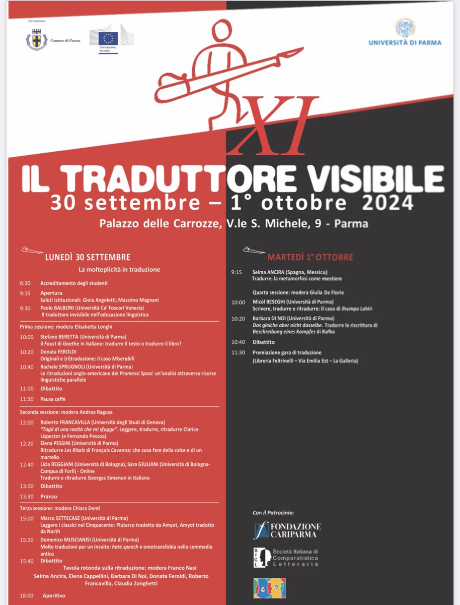 LabIUCD (@labiucd) on Twitter photo Oggi <a href="/unipr/">Università di Parma</a> la XI edizione del convegno “Il traduttore visibile”
sul tema della molteplicità in traduzione Oggi <a href="/unipr/">Università di Parma</a> la XI edizione del convegno “Il traduttore visibile”
sul tema della molteplicitĂ in traduzione