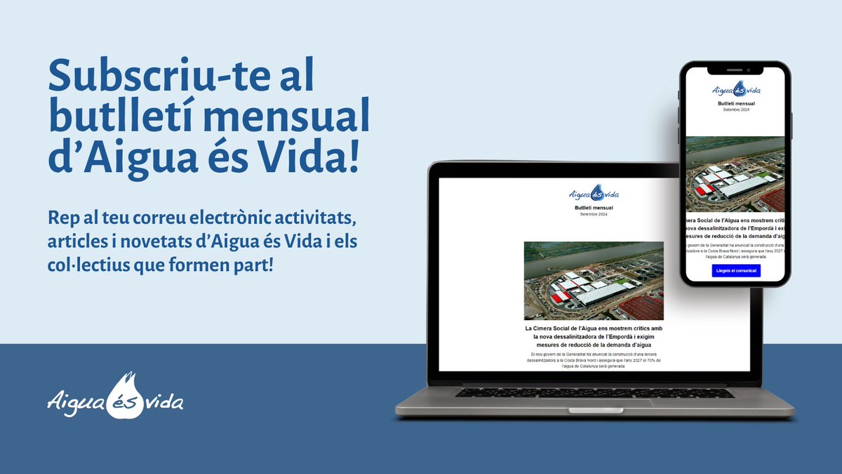 🙌 Dijous vam enviar el butlletí d'Aigua és Vida de setembre 🚀

No l'has rebut? Subscriu-te i rep al teu correu electrònic les activitats, articles i novetats d'Aigua és Vida!

👀 Llegeix el BUTLLETÍ DE SETEMBRE: bit.ly/3Bnquag
✍️ DONA'T D'ALTA: bit.ly/3N02EE0