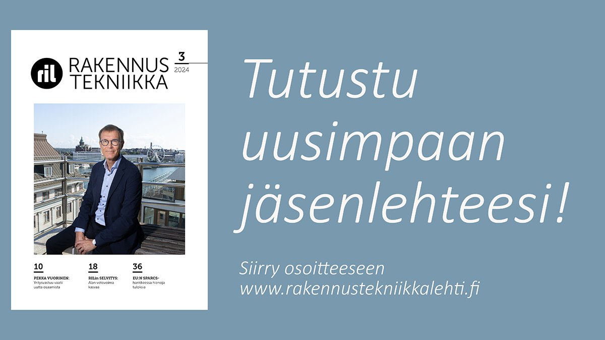 Syvenny #KIRA-alan ajankohtaisiin nostoihin - lue uusin #Rakennustekniikka-lehti! 🤩
RILin #jäsenlehti Rakennustekniikan vuoden 3. numero on ilmestynyt - eli pudonnut varmasti sinunkin postiluukustasi! 🙌
Lue myös artikkeleita verkossa 👉rakennustekniikkalehti.fi
