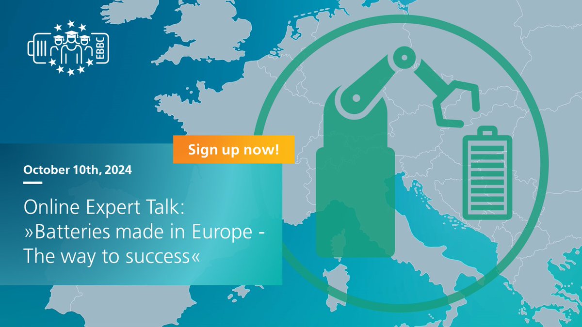 🔋 Batteries made in Europe? Sure! 

Experts from <a href="/FraunhoferIFAM/">Fraunhofer IFAM</a> and <a href="/FraunhoferISI/">Fraunhofer ISI</a>  will discuss production technologies for sustainable #battery production, demand for skilled personnel and  specialised #education and training. 
Join us! It's #free 
batterybusinessclub.com/webinar-access/