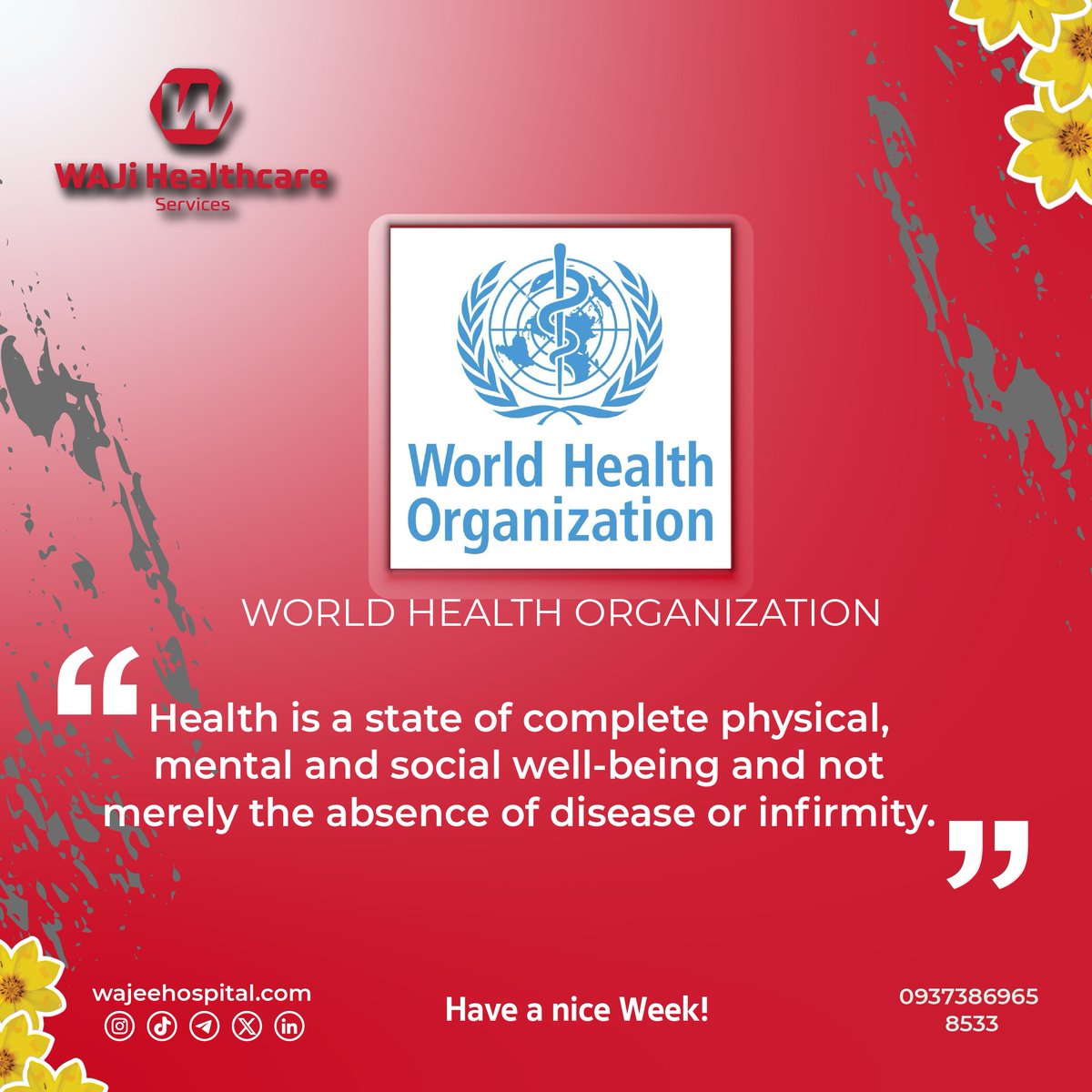 Health is a state of complete physical, mental and social well-being and not merely the absence of disease or infirmity.

👇
youtube.com/channel/UCohfe…

CALL ON☎️0937386965 OR ☎️8533 NOW!

No. 1: Holeta City Near the Condominium, you will find the hospital's huge entrance signage.