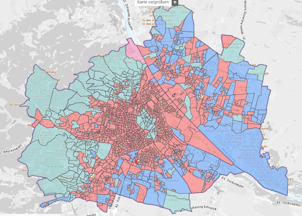 So hat sich die Wiener Wahlsprengelkarte verändert.
Links 2019, rechts 2024.
