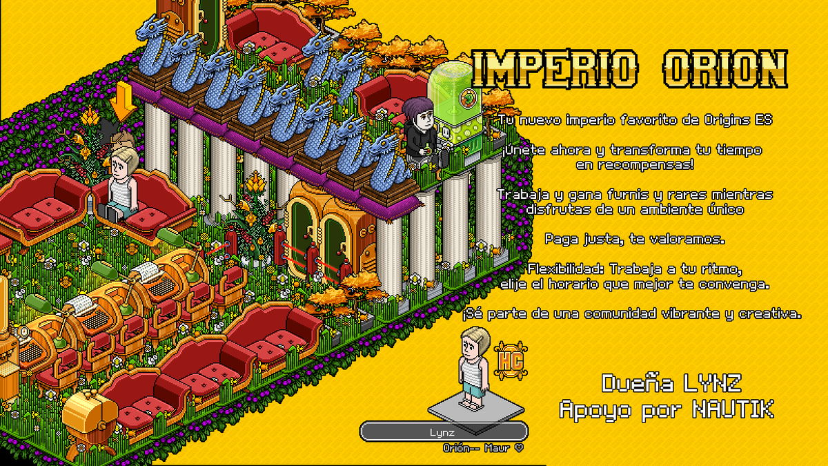 HabboOriginsES's tweet photo. 📢NUEVA APERTURA
📍Imperio Orion - Dueña Lynz
Transforma tu tiempo en recompensas.
¡Únete a ORION, donde tu tiempo vale!
Trabaja y gana furnis y rares, mientras disfrutas de un ambiente único. 
¡Elige cuando trabajas y se parte de nuestra comunidad!
¡INSCRIPCIONES ABIERTAS! https://t.co/Ks7eGHsMJx
