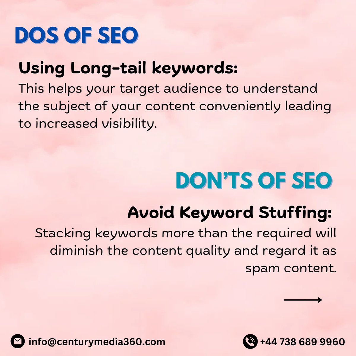 centurymedia360's tweet photo. There are certain dos and don’ts that must be followed in order to do SEO right? Wanna know about them, visit our exclusive carousel narrating on the highlights of the search engine optimization process.
#SEOTips #SEOChecklist #SEOBestPractices #SearchEngineOptimization https://t.co/v5h8SOtNRA