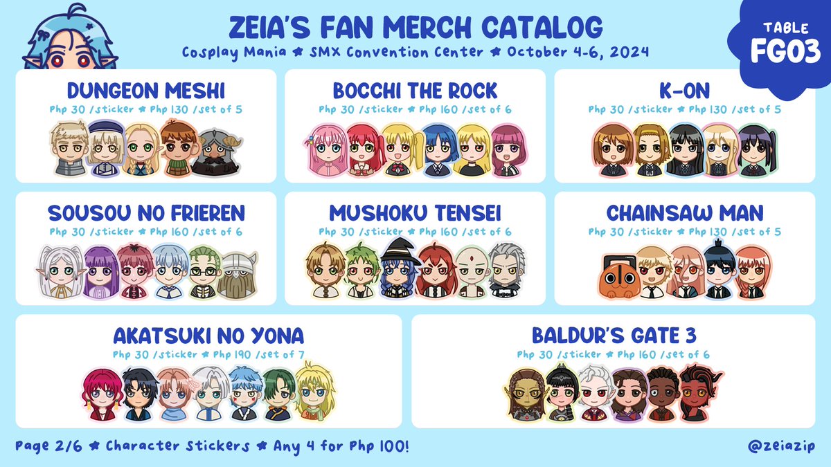 zeiadoodle's tweet photo. [rts appreciated 🥹]

my catalog for cosmania!!! 🩵 will be in table FG-03 with uwagihime &amp; rairay <3 

4/6 #FanFairAtCosplayMania2024 #CosplayMania2024 #CosMania2024 https://t.co/XdELsJpGLr