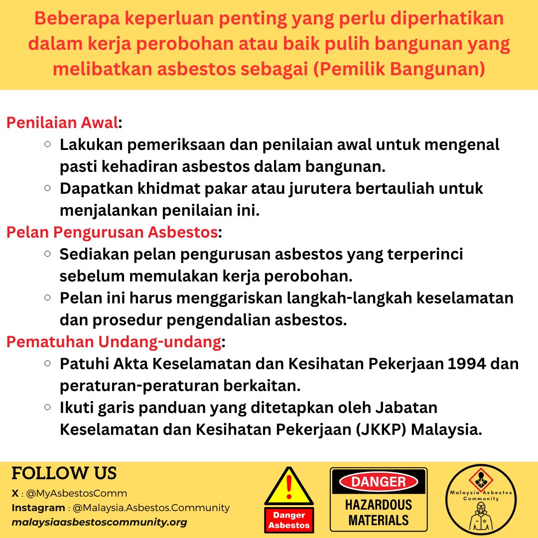 MyAsbestosComm's tweet photo. Bersama-sama, kita boleh mewujudkan Malaysia yang bebas​ asbestos dan melindungi kesihatan generasi akan datang. ​Sertailah usaha kami dalam meningkatkan kesedaran dan ​mencetuskan perubahan! https://t.co/B5mhBA3rnC