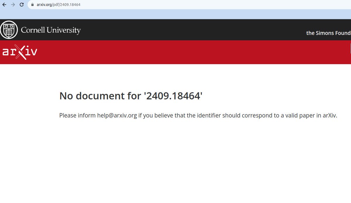 iarxiv_org's tweet photo. @arxiv guys, something is not working when one wants to read a paper.  Hopefully is simple to fix, we know about your great job done everyday! https://t.co/g1BMKXwYbk