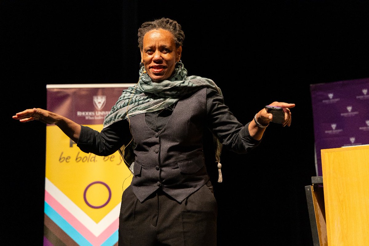 Rhodes_Uni's tweet image. Wrapping up #RUPrideWeek2024 🏳️‍🌈with a look back at the powerful start we had! 

The week kicked off with an inspiring keynote address by the incredible Dr @bevditsie, an internationally acclaimed LGBTQIA+ activist and filmmaker. Her words set the tone for a week of celebration,…