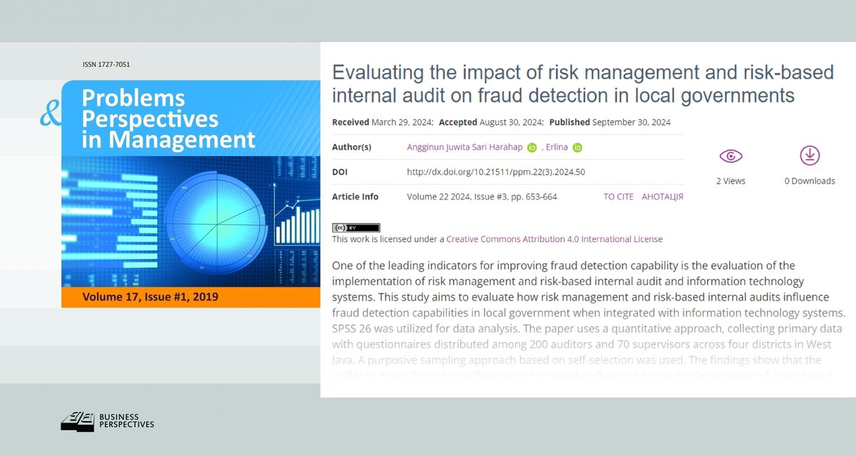 PPM_Journal's tweet photo. 🔗 https://t.co/PYP4AyknYb
📝 Evaluating the impact of risk management and risk-based internal audit on fraud detection in local governments
👥 Angginun Juwita Sari Harahap, Erlina

#auditor #fraud #informationtechnology #riskmanagement #internalaudit https://t.co/OkwBIf1jI6
