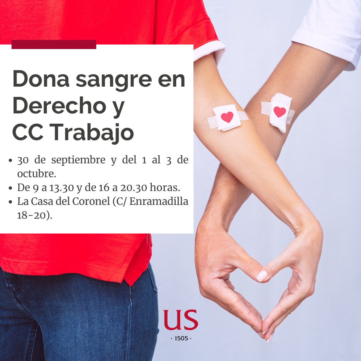 💞 Nos vamos a donar sangre a <a href="/Derecho_US/">FACULTAD DE DERECHO</a> y Ciencias del Trabajo

☺️ #DonaSangre con <a href="/donantessevilla/">CTS Sevilla</a>