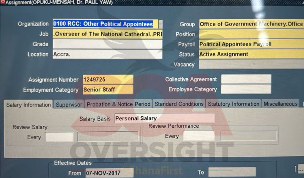 S_OkudzetoAblak's tweet photo. THE AKUFO-ADDO/BAWUMIA INTRANSIGENCE— TOP NATIONAL CATHEDRAL OFFICIALS TO RECEIVE THEIR SEPTEMBER SALARIES TODAY AS 3 CATHEDRAL OFFICIALS POCKET GHS2.2MILLION IN 31 MONTHS FOR NO WORK DONE.

National Cathedral Project officials have been processed by the intransigent Akufo-Addo/Bawumia government to receive their September salaries today, the 30th of September, 2024.

These prompt monthly payments are continuing despite extreme public outrage after US$58.1million was squandered in digging the world’s most expensive pit which has now been upgraded to a swimming pool (apparently consistent with Bawumia’s upgrade theory) and despite the fact that there has been no work on the National Cathedral project since March 2022. 

Even as the anger of Ghanaians reaches boiling point, these over pampered political appointees of the 31-month-old abandoned National Cathedral project would be smiling all the way to their various banks this morning. 

My unimpeachable tracking of the government’s Integrated Personnel and Payroll Database (IPPD) System (see evidence attached) confirms that the September 2024 salaries of the following Akufo-Addo Cathedral officials are indeed ready to be paid today:

1. Dr. Paul Opoku Mensah 
Position: Overseer of the National Cathedral 
Assignment/Employee Number: 1249725
Pay Date: 30th September, 2024
Personal Salary Amount: GHS29,838.00
Receiving Uninterrupted Salaries Since: 7th November, 2017.

2. Rev. Father Ebenezer Saka Ameyaw
Position: Church Relation Manager 
Assignment/Employee Number: 1467567
Pay Date: 30th September, 2024
Personal Salary Amount: GHS20,721.00
Receiving Uninterrupted Salaries Since: 8th January, 2021.

3. Mrs. Rebecca Lovia Martechoo Yakpo
Position: Programme Director 
Assignment/Employee Number: 1472910
Pay Date: 30th September, 2024
Personal Salary Amount: GHS20,721.00
Receiving Uninterrupted Salaries Since: 8th January, 2021.

Effectively, these 3 top National Cathedral officials have received uninterrupted salaries throughout the 31 months since the US$450million project was abandoned. 

These monthly salary payments over the last 31 months for the Cathedral Top 3 amounts to a staggering GHS2,209,680.00. 

The GHS2.2million does not cover other releases to the National Cathedral Secretariat and special allowances for the Board of Trustees.

Causing financial loss to the state has never been this deliberate and blatant. 

Sadly, this wasteful impunity continues at a time of troubling widespread labour agitations and industrial actions over poor working conditions and unpaid wages.

Workers who are actually working and sacrificing a great deal for Ghana are being treated shabbily by the Akufo-Addo/Bawumia government while a few moribund cathedral political appointees are feeding fat at taxpayer expense for no work done in 31 long months. 

This is the height of injustice and intransigence! 

With this latest revelation, those disputing Comrade Malik Basintale’s exposé on Dr. Opoku Mensah’s salaries must now have clarity and believe him. Indeed, Malik was even generous as he did not add Dr. Opoku Mensah’s collaborators. 

The day of reckoning is fast approaching — there’s hope for Ghana under President Mahama’s Operation Recovery All Loot (ORAL).

For God and Country. 

Ghana First 🇬🇭